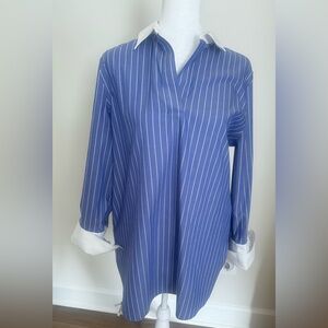 Chicos No Iron Blue Striped Shirt